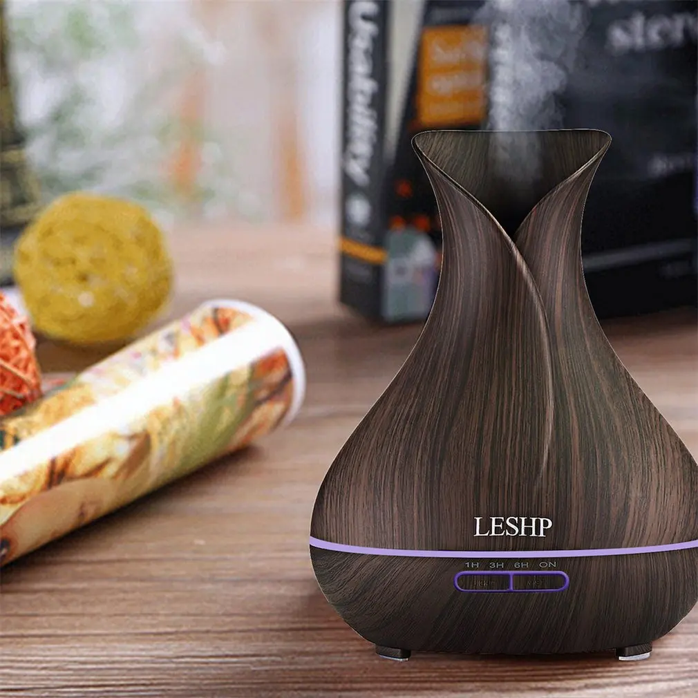 

Vase Air Purifier Electric Oil Burner Aroma Diffuser Ultra-quiet Auto-off Humidifier Aromatherapy Dark wood grain