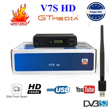 

GT Media V7S Nova DVB-S2 Freesat V8 hd Satellite Receiver H.265 Built-in WIFI+2 Year Europe Spain CCcam New Version of V7s