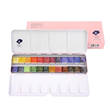 Твердые акварельные краски в наборе 12/24/48 Цвет начинающих Портативный синий/порошок/Темно-синие железная коробка для хранения воды Цвет товары для рукоделия