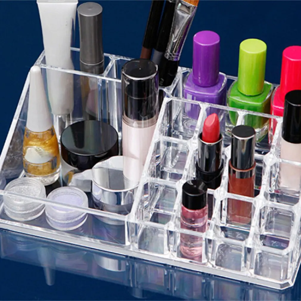 

Transparent Crystal Lipstick Rack Conrtainer Jewelry Display Stand Set Powder Cushion Jewelry Drawer Storage Holder