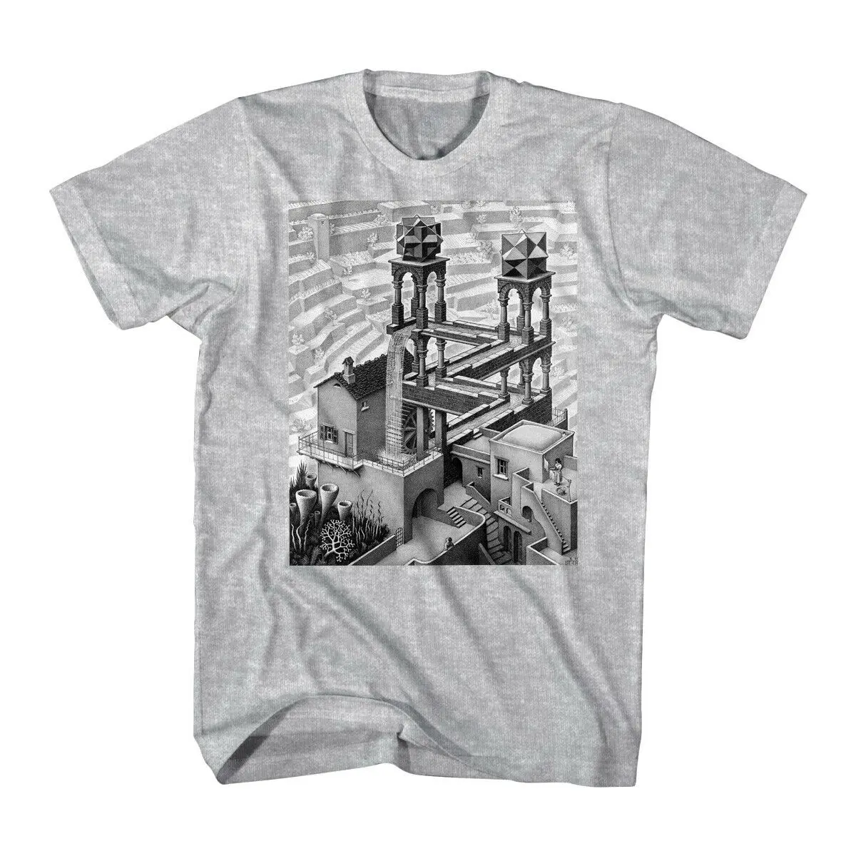 Waterfall Visual Paradest Penrose Triangle Art Artist Mc Escher T-Shirt Per Adulti Tee
