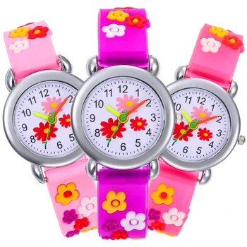 

3 Flowers Alloy Dial Baby Students Clock Child Quartz Wristwatch Kids Watches Girls Bracelet Children Watch Boys Birthday Gift