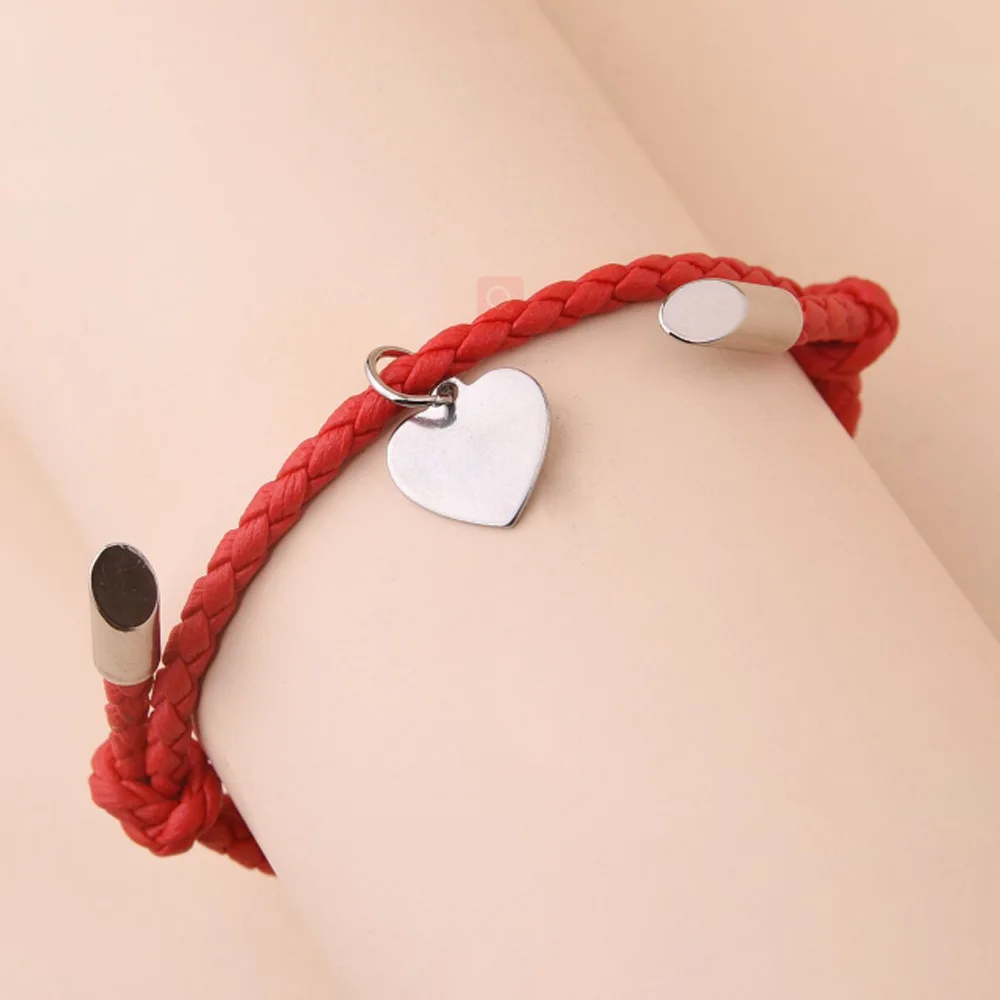 Love Heart Shape Charm Bracelet Thin Red Rope Thread String Bracelets For Men Women Couples Bracelets for Lover Friendship Rope