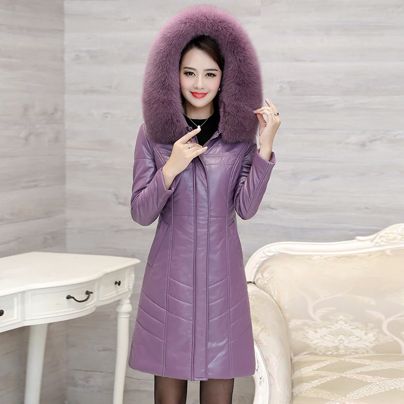 Зимний женский пуховик из искусственной овчины с воротником из лисьего меха, Длинные парки, пальто с капюшоном для женщин размера плюс 8XL, теплые длинные пальто