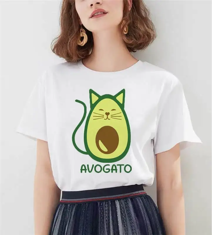 Kawaii/футболка с коротким рукавом и мультяшным авокадо, женская модная футболка, Harajuku, повседневная одежда с графическим рисунком, топы, женские футболки - Цвет: 6