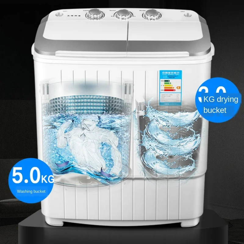 Semi-automatic Household Dormitory Portable Washing Machine Laundry  Dehydrator Small Baby Mini Washing Machine 220v 5kg - Washing Machine Parts  - AliExpress