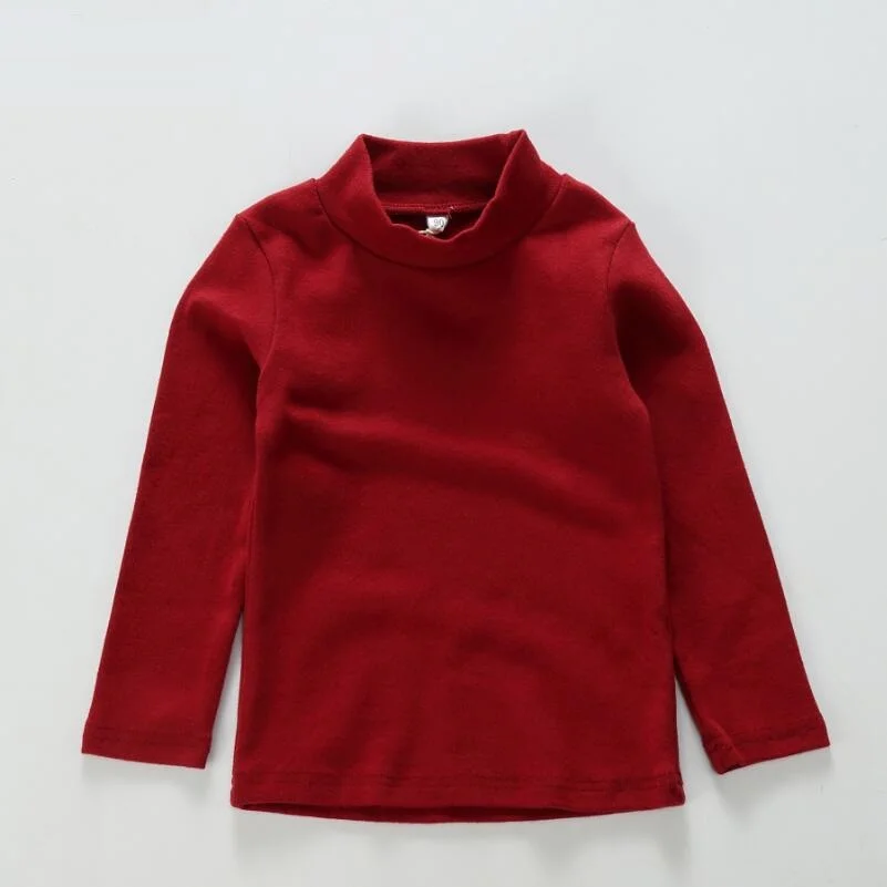 red baby shirts Футболки для маленьких мальчиков и девочек на весну, осень и зиму, рубашки с высоким воротником, детские топы с длинными рукавами, футболки, нижнее белье, детская одежда - Цвет: red baby shirts
