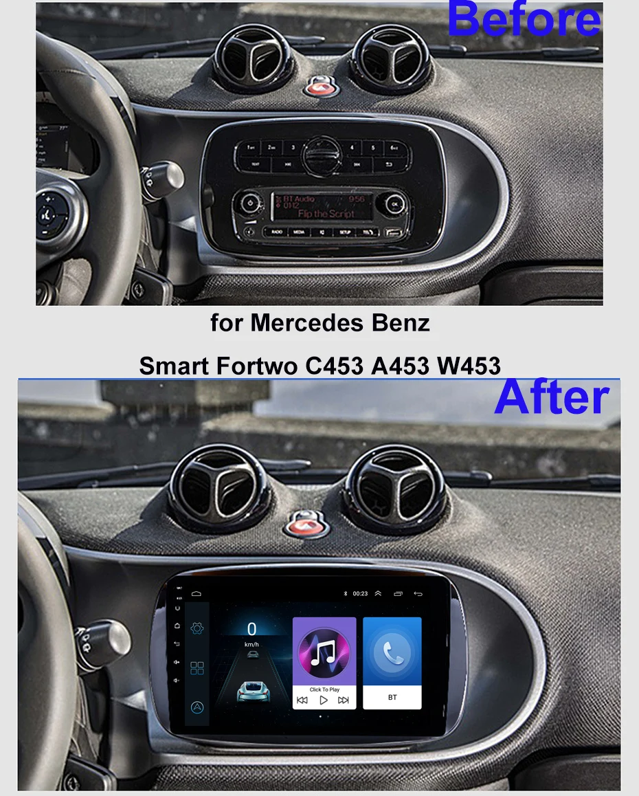 Для Benz Smart Fortwo C453 A453 W453 автомобильный Радио Мультимедиа Видео плеер навигация Android 8,1 SWC BT wifi седан без dvd