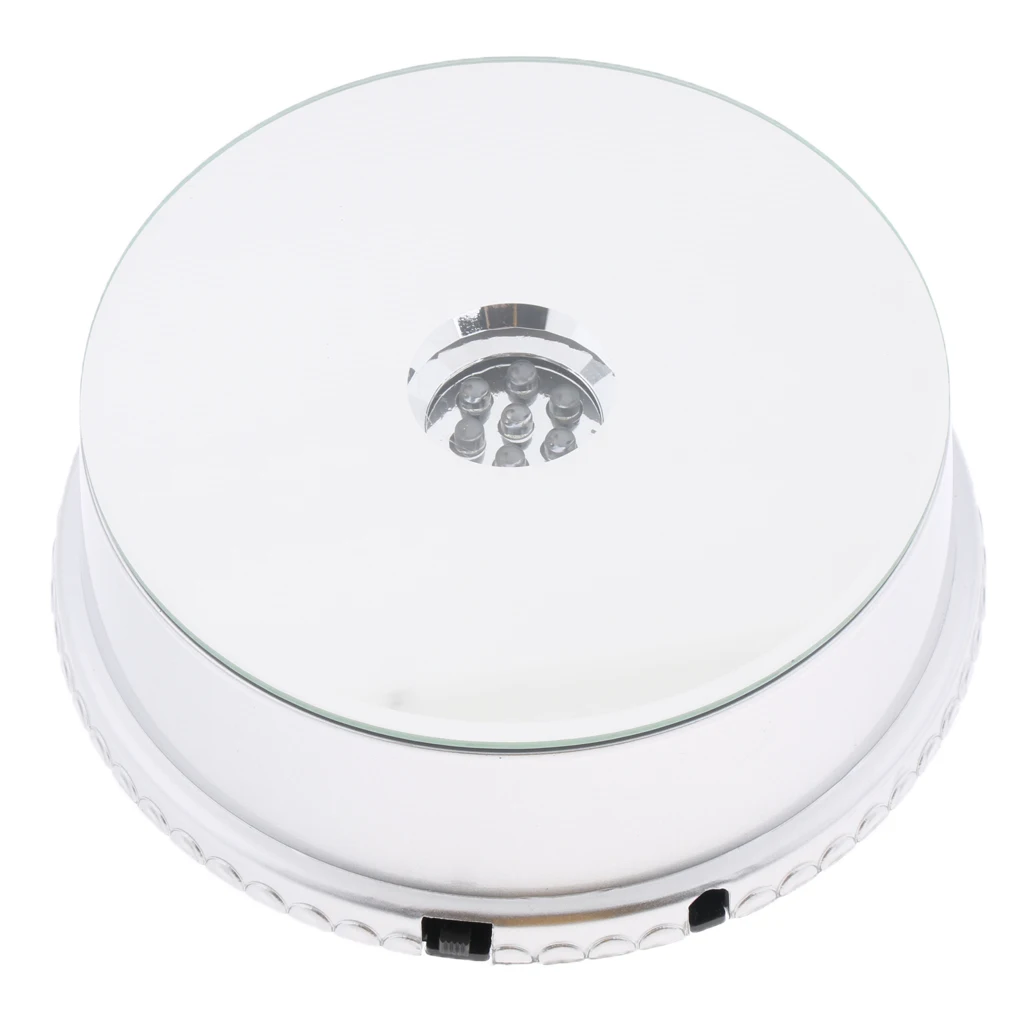 Stable Tempered Glass Mirrored Display Base ABS Electric Rotating Turntable