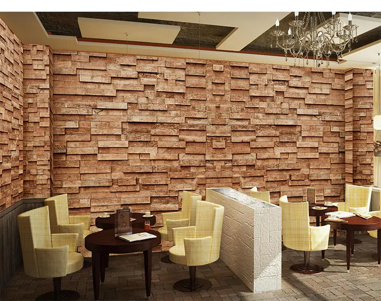 Пользовательская 3D древесная зерна желтых деревянных досок настенная