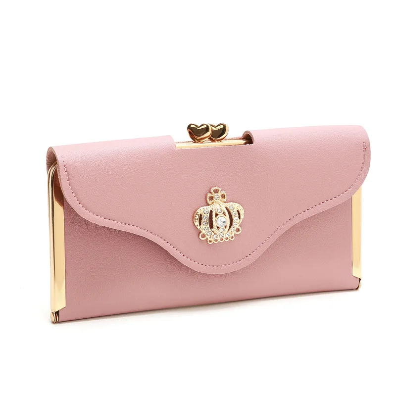 rose pink Женский кошелек из искусственной кожи, Женский кошелек, милый длинный Роскошный кошелек, портмоне, визитницы, бумажник Femme - Цвет: rose pink