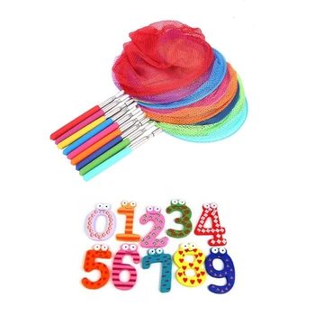 

2 Set Kids Toys: 1 Set Colorful netic Numbers Wooden Fridge nets Kids Educational Toys & 1 Set Stainless Steel Kids Fishin