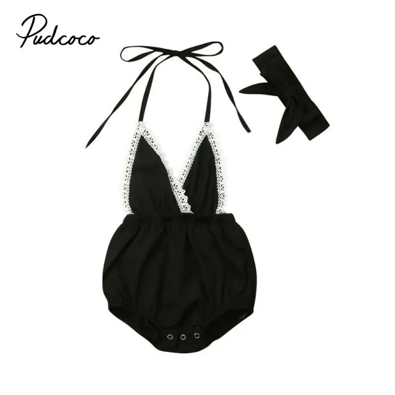 

Summer Newborn Baby Girls Clothing Off Shoulder Bodysuit Bowknot Headwear Sleeveless Jumpsuit Outfits Set New Clothes Size 0-24M