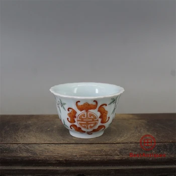 

Jingdezhen Tongzhi Pastel Five-fu Win Life Fushou Cup Flower Vase Antique Vase Decoration Do Old Porcelain Collection Home Decor