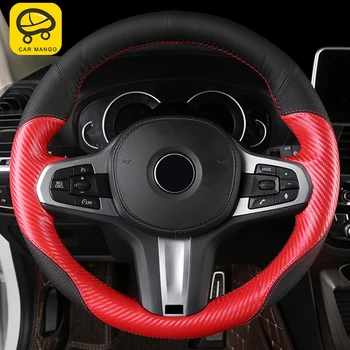 

CarManGo Car Accessories Steering Wheel Cover Cow Leather Needles and Thread Sewing Decoration for BMW 5 Series G30 2017-2020