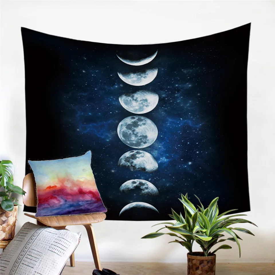 1 Постельные принадлежности Outlet Moon Eclipse меняющийся гобелен с изображением галактики 3D художественный ковер гобелен с пейзажем домашний Декор настенный 2 размера - Цвет: 1