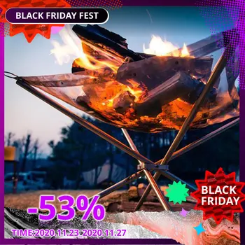 

Outdoor Portable Fire Rack Folding Table Fire Pits Outdoor Camping Foldable Mesh Fire Pits Grid Heating Wood Stove Camping