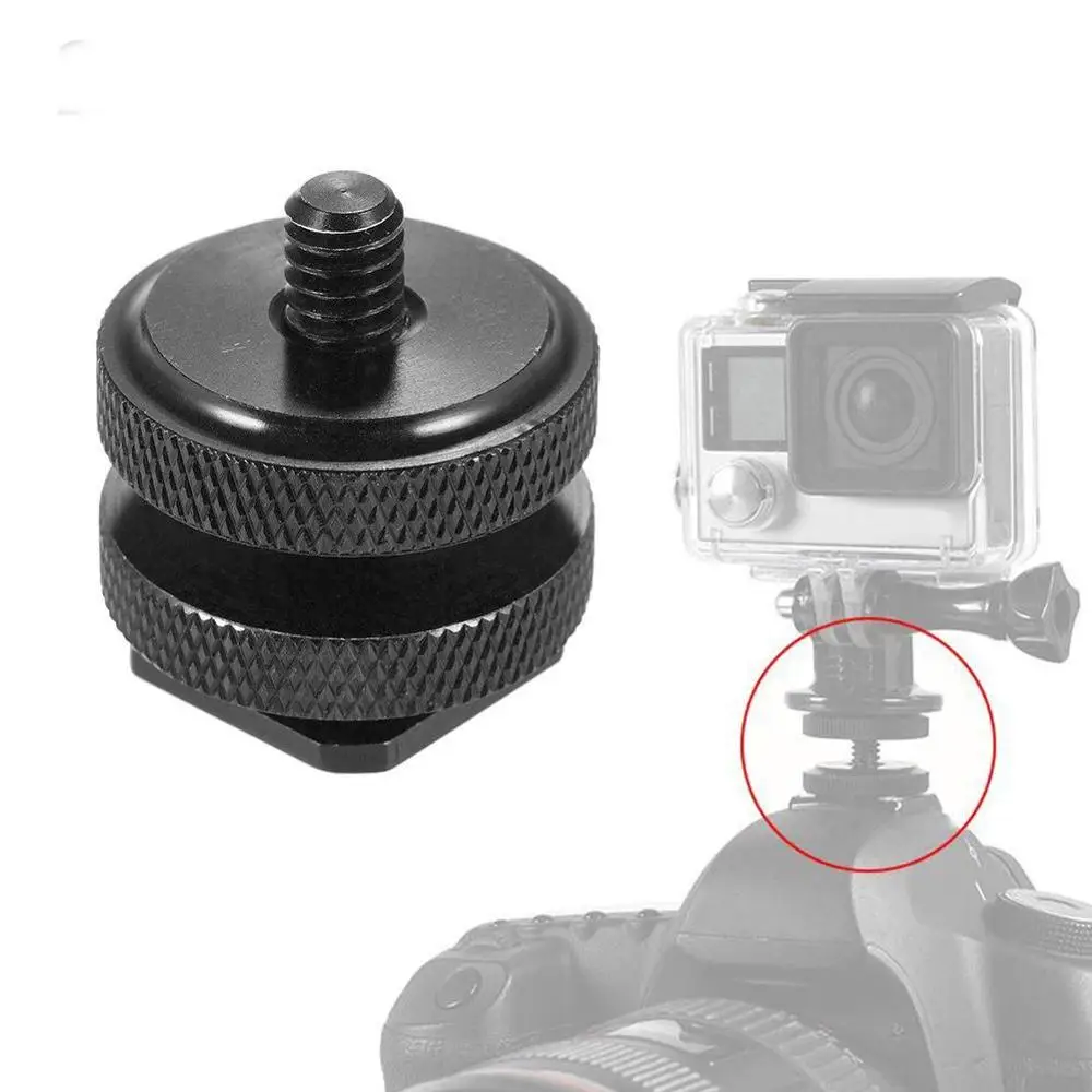 Black Double layer Dslr Standard 1/4 Screw Hole to Camera Hot Shoe