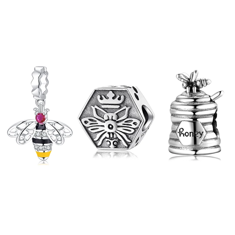 100% Real 925 Sterling Silver Sweet Life Bee Honey Jar Charm Bead fit Original Women Bracelets Fine Jewelry Making | Украшения и