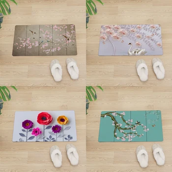 

Flower and bird Style Entrance Doormat Kitchen Mat For Floor Door Mats Non-slip Home Mat PVC Soft Waterproof Rugs Welcome Carpet