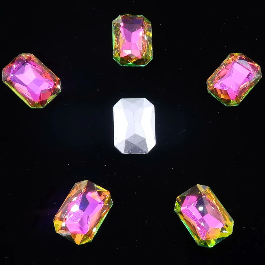 Прекрасный стеклянный кристалл 7 размеров прозрачный AB& радужные цвета остроконечные прямоугольной формы клей на Стразы бусины Аппликация diy отделка - Цвет: A6 Fuchsia rainbow