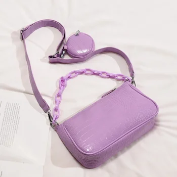 

Fashion baguette bags for women 2020 new luxury PU leather Shoulder Messenger bag FashionStone Pattern Armpit Bag Female Handbag