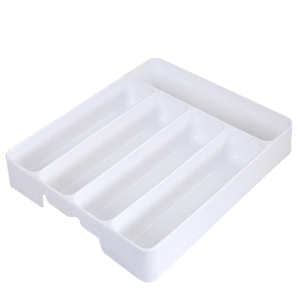Белый Компактный органайзер ложка анти скользящая хранения пластиковые моющиеся Дома Прочные лотки для столовых приборов вилка отсек легко чистить кухня - Цвет: Белый