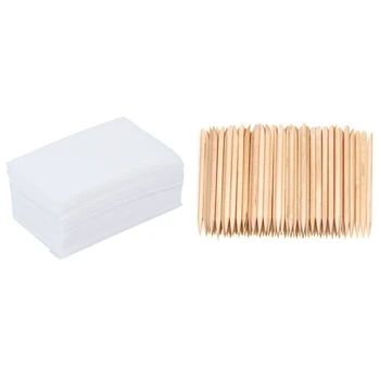 

900Pcs Nail Art Manicure Polish Remover Clean Wipes Cotton Lint Pads Paper & 100Pcs Pusher Remover Manicure Care