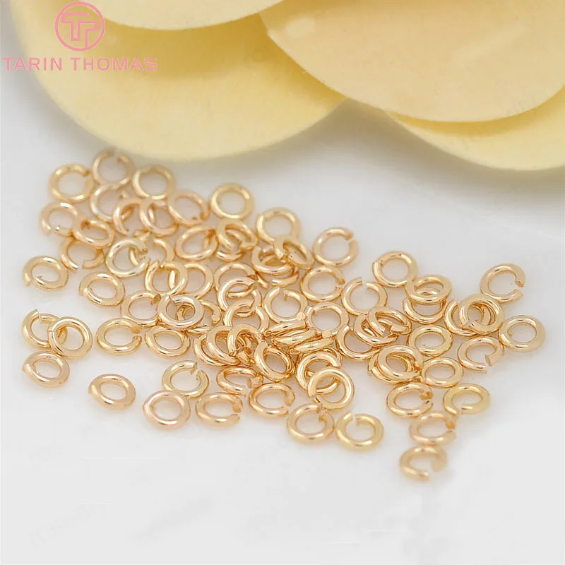 (3630)20 Stück 3,2~10 mm Dicke 0,7~0,8 mm 24K Goldfarben plattiertes Messing Runde Biegeringe Spaltringe Schmuckzubehör – Detail 1
