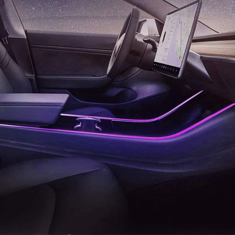 Неоновый светильник трубки и двери наклейка для Tesla модель 3 цветная (RGB) Интерьер