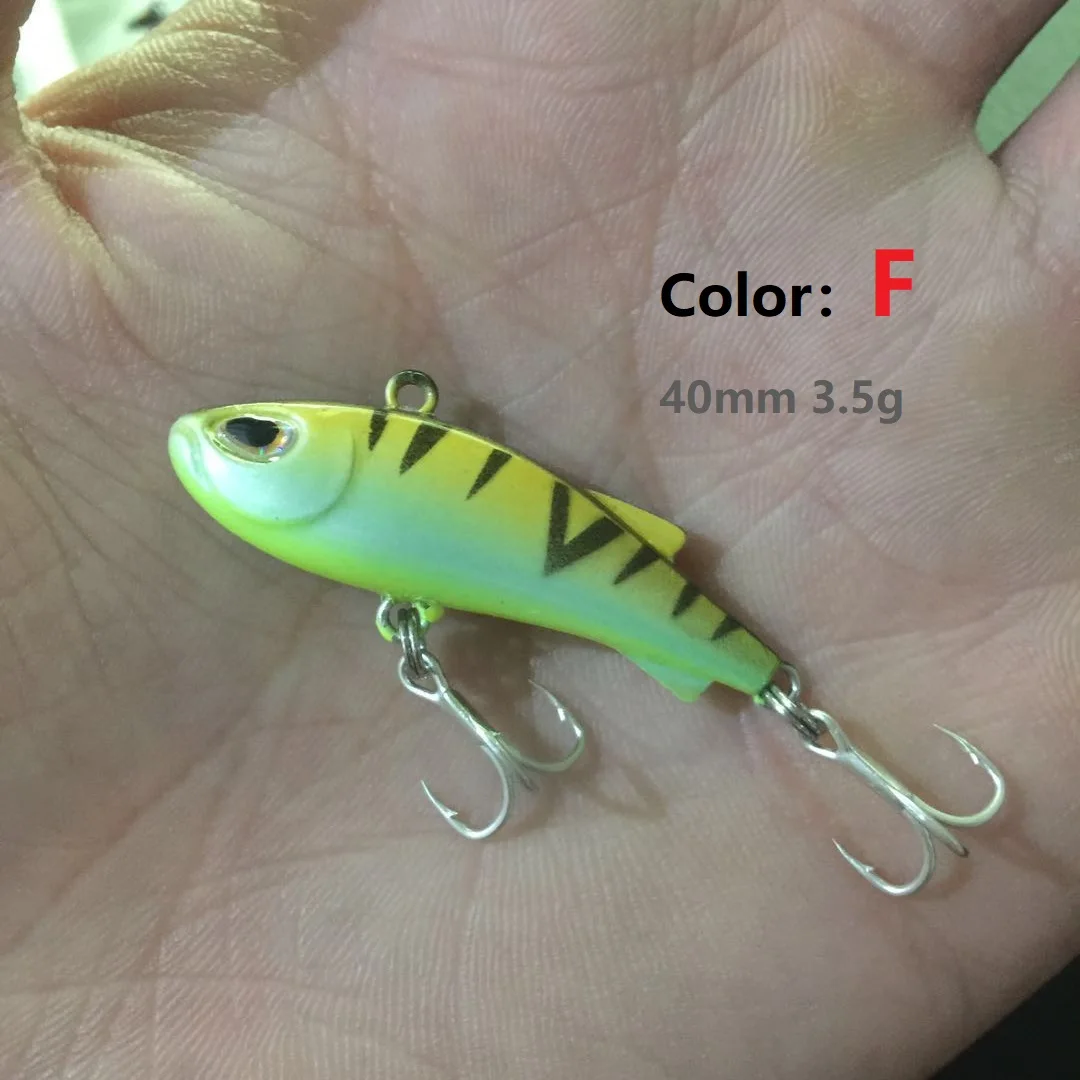 Color - F Новинка, 40 мм, 3,5 г, высокое качество, маленькие рыболовные приманки VIB, 40 мм, с вибрацией и подсветкой, жесткая приманка, Свинг, раковина, бионическая, Реалистичная, зимняя, ледяная - Цвет: Color - F