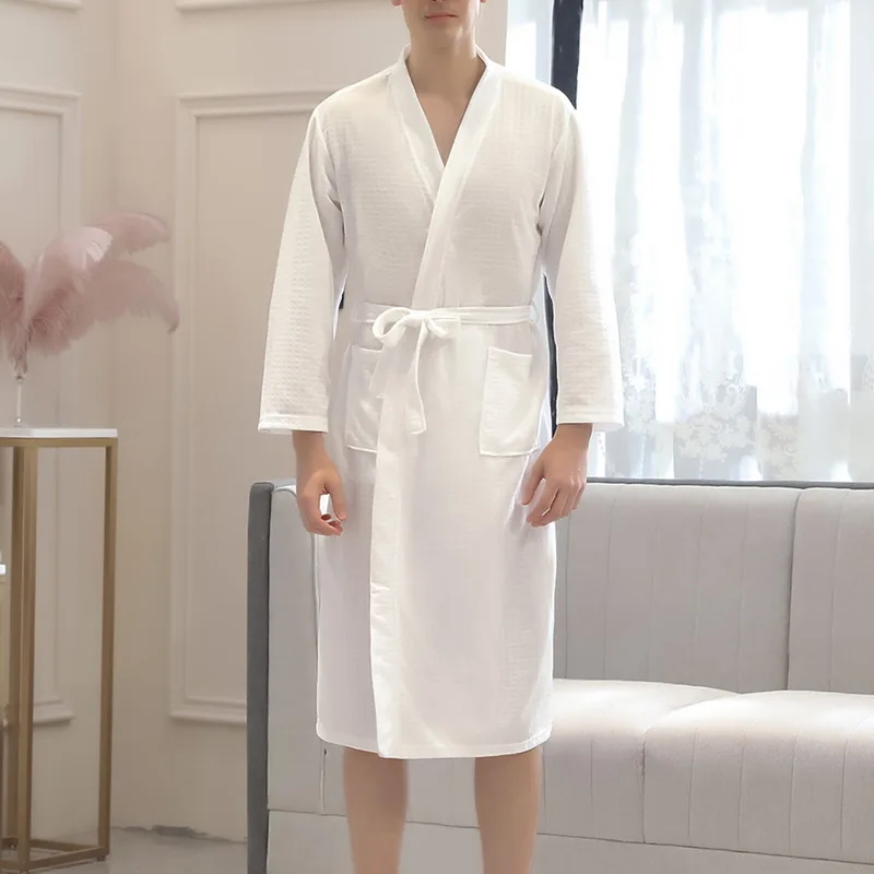 MoneRffi халат мягкий абсорбирующий легкий длинный кимоно вафельный банный халат для мужчин длинная ночная рубашка пижамы потоотделение одежда