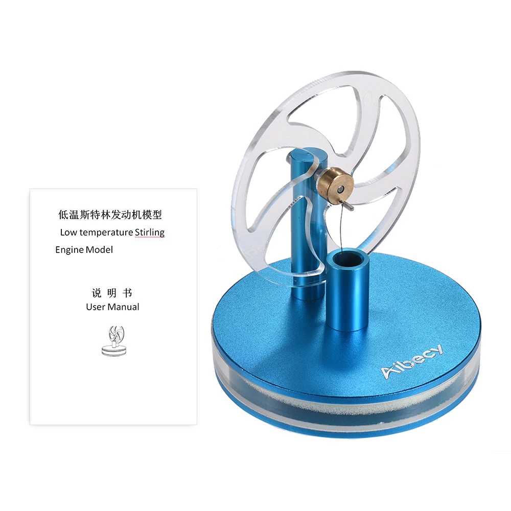 

Aibecy Aluminum Alloy Low Temperature Stirling Engine Motor Model Heat Steam Science Education Toy Science Experiment Kit Set