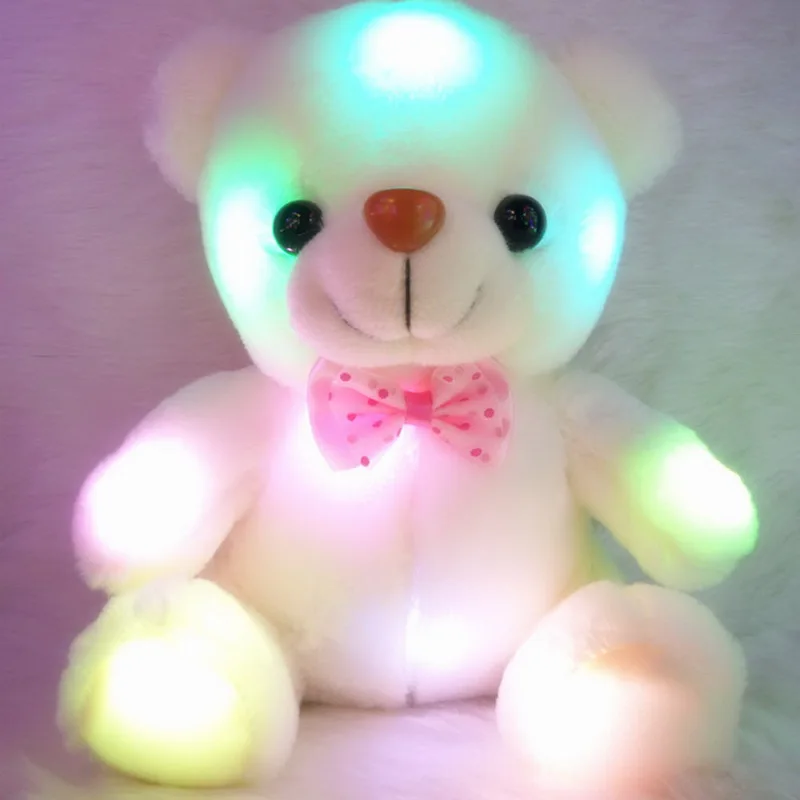 Cute LED Teddy Bear Panda Dark Glowing Stuffed Doll Toy Colorful Flashing Light Toy Gift For Girls Without Battery