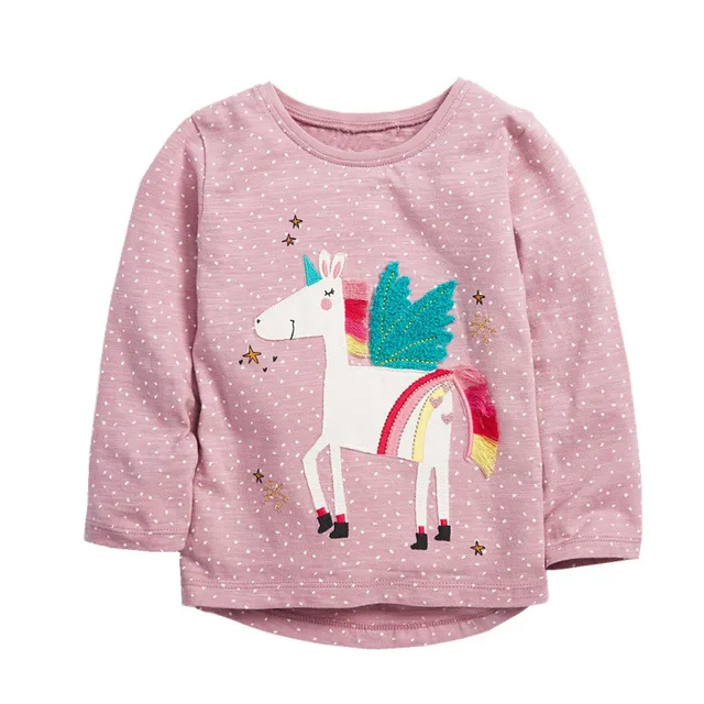 Jumping meters 2020 Unicorn Girls Long Sleeve T shirts 100% Cotton Tops Children Animals Clothing Autumn Spring T shirts Kids 1