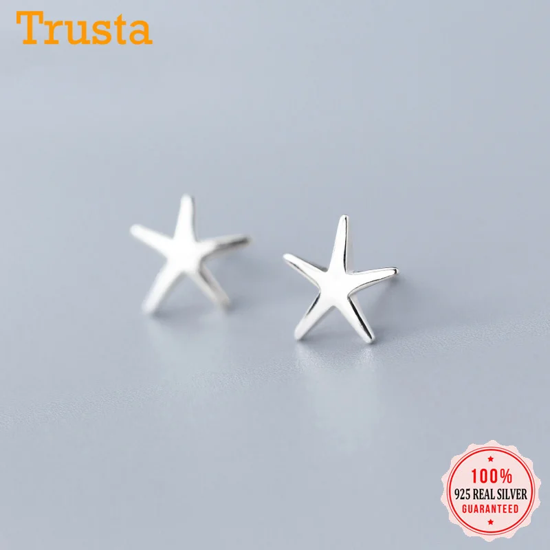 Trustdavis, настоящее 925 пробы, серебряные, сладкие, гладкая поверхность, звезда, морская звезда, серьги-гвоздики для женщин, свадебные украшения, подарок DS2200