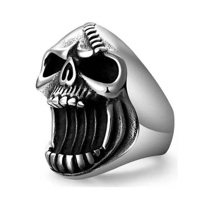 Creative Punk Bottle Opener Ring For Men Fashion Silver Color Skull