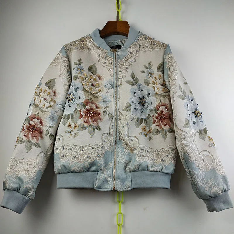 Finest  European and American high-end vintage embroidery flowers heavy work beaded diamond jacket