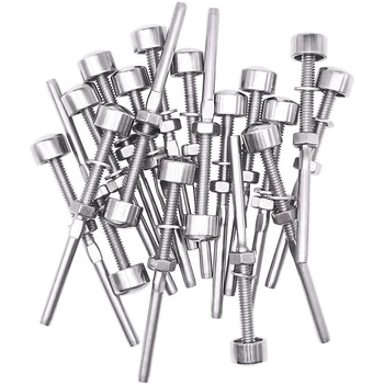 

SHGO HOT-20 Pack Brushed Stainless Dome End Caps Swage Threaded Stainless Cable Tensioner for 1/8 Inch Cable Deck Railing System