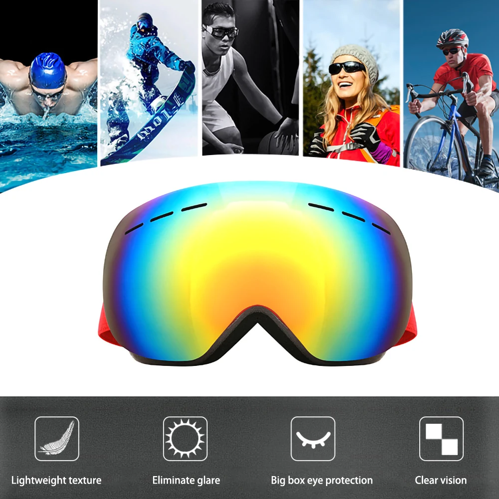 Ski Goggles UV400 Protection Snowboard Eyewear Anti-fog Big Ski Mask Glasses Snow Snowmobile Man Women Skiing Outdoor Sport