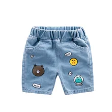 Детские джинсовые штаны; Новинка года; стильные летние тонкие штаны для маленьких мальчиков; модные детские шорты в горошек с героями мультфильмов