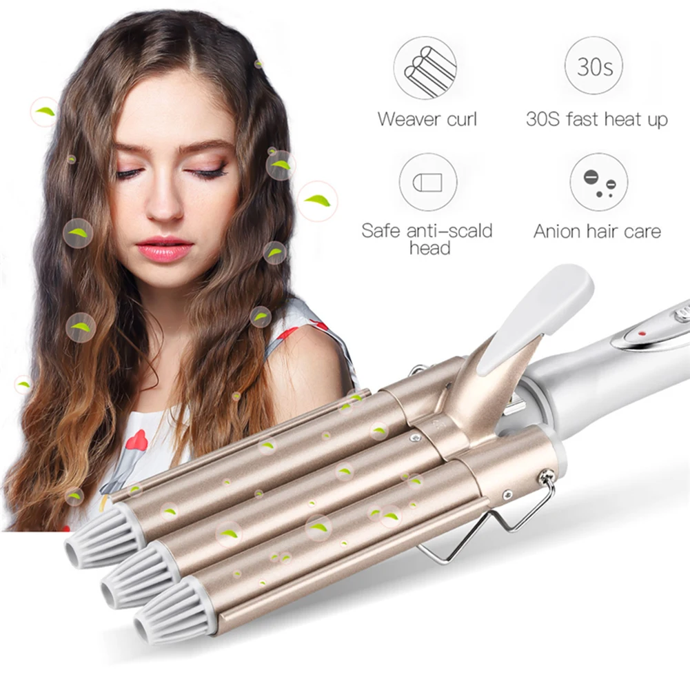 

Professional Curling Iron Ceramic Triple Barrel Hair Styler Hair Waver Styling Tools Hair Curler Electric Curling 41D 110-220V