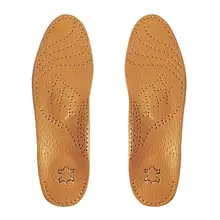 1 пара Высококачественная кожаная повышенная стелька коричневая плоская полная стелька стопы Арка стелька корректирующая стелька для мужчин и женщин