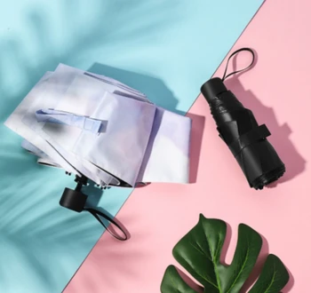 

Small fresh umbrella folding sunshade vinyl uv protection compact portable sun umbrella