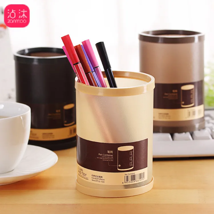 

0109 Korean Stationery Simple Japanese Style Pen Container Storage Box Circle Creative Multi-functional Desktop Pen Container St