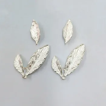 

10 PCS Fashion Metal Alloy Silver Color Leaf Connectors Thin Coating Paint Charm DIY Findings For Jewelry Making