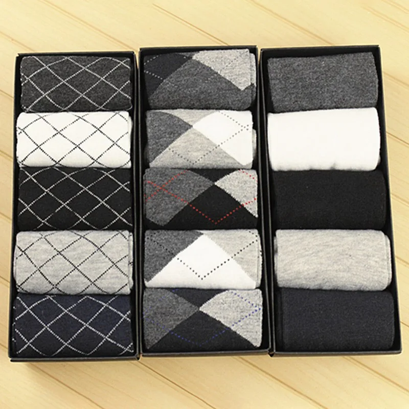 Autumn Winter Men's Warm Wool Socks Cotton Harajuku High Quality Black Gray Casual Tube Men Dress Socks For Men Gift 5Pair