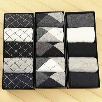 

2019 Autumn Winter Men's Warm Wool Socks Cotton Harajuku High Quality Black Gray Casual Tube Men Dress Socks For Men Gift 5Pair