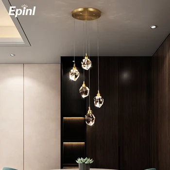 

Epinl Luxury Diamond Crystal Copper Chandelier Light Dining Room Bedroom Living Restaurant Lamp Hotel Villa Christmas Home Decor