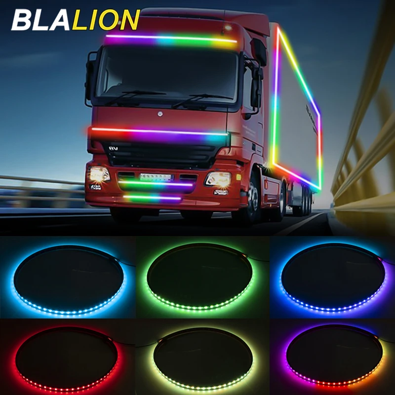 24V Strobe Streamer Led Strip Verlichting Voor Van Vrachtwagen Decoratie Dynamische Kleurrijke Sfeer Lamp Flexibele Drl Auto Lamp| AliExpress